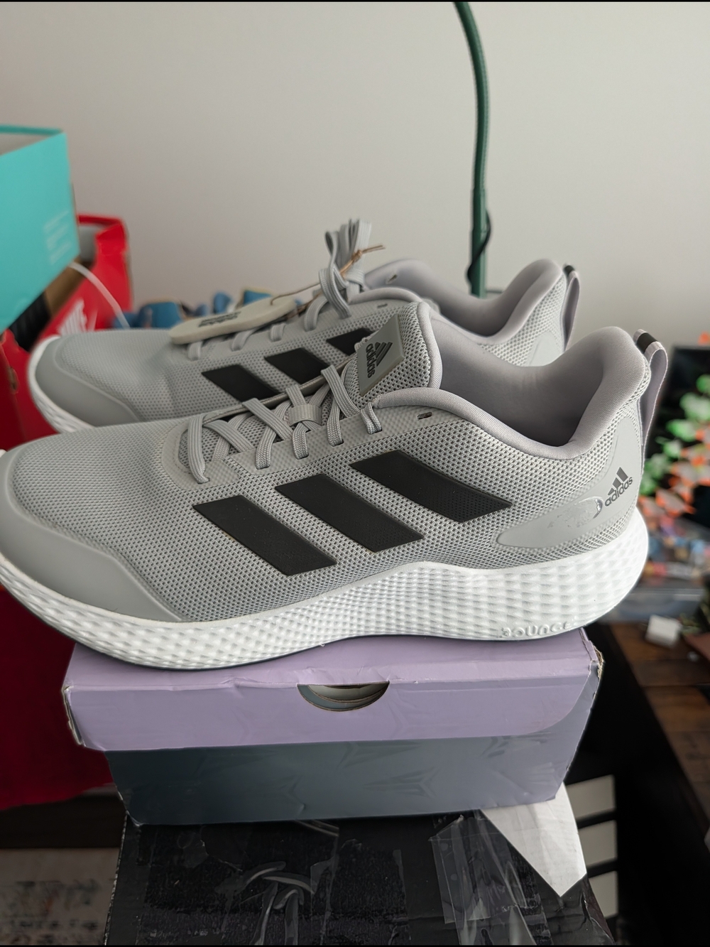 adidas Gray and Black Unisex Athletic Sneakers